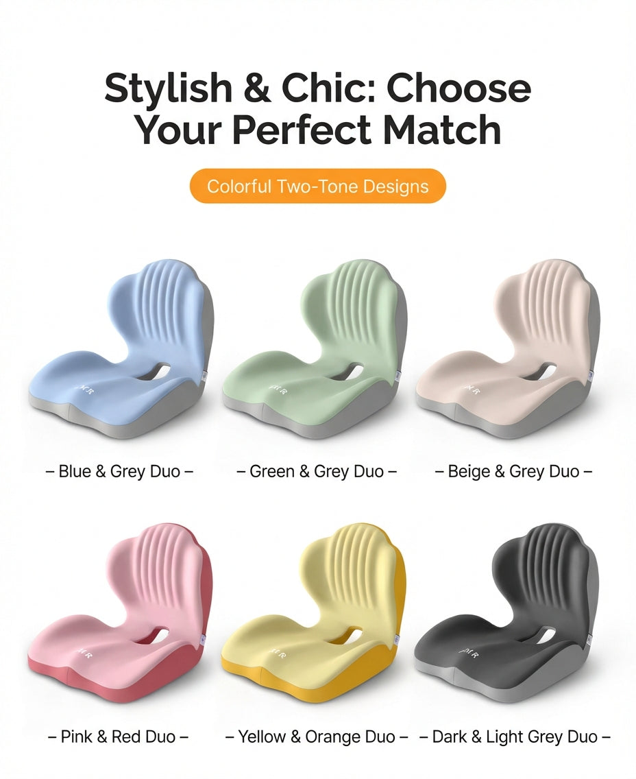 Ergonomic Posture Support Seat Cushion with Integrated Backrest