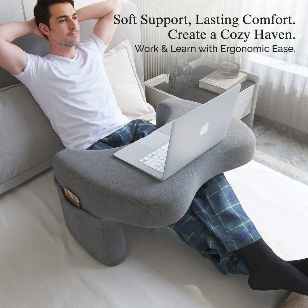 Multi-Functional Ergonomic Reading & Laptop Pillow – Memory Foam Bed Workstation