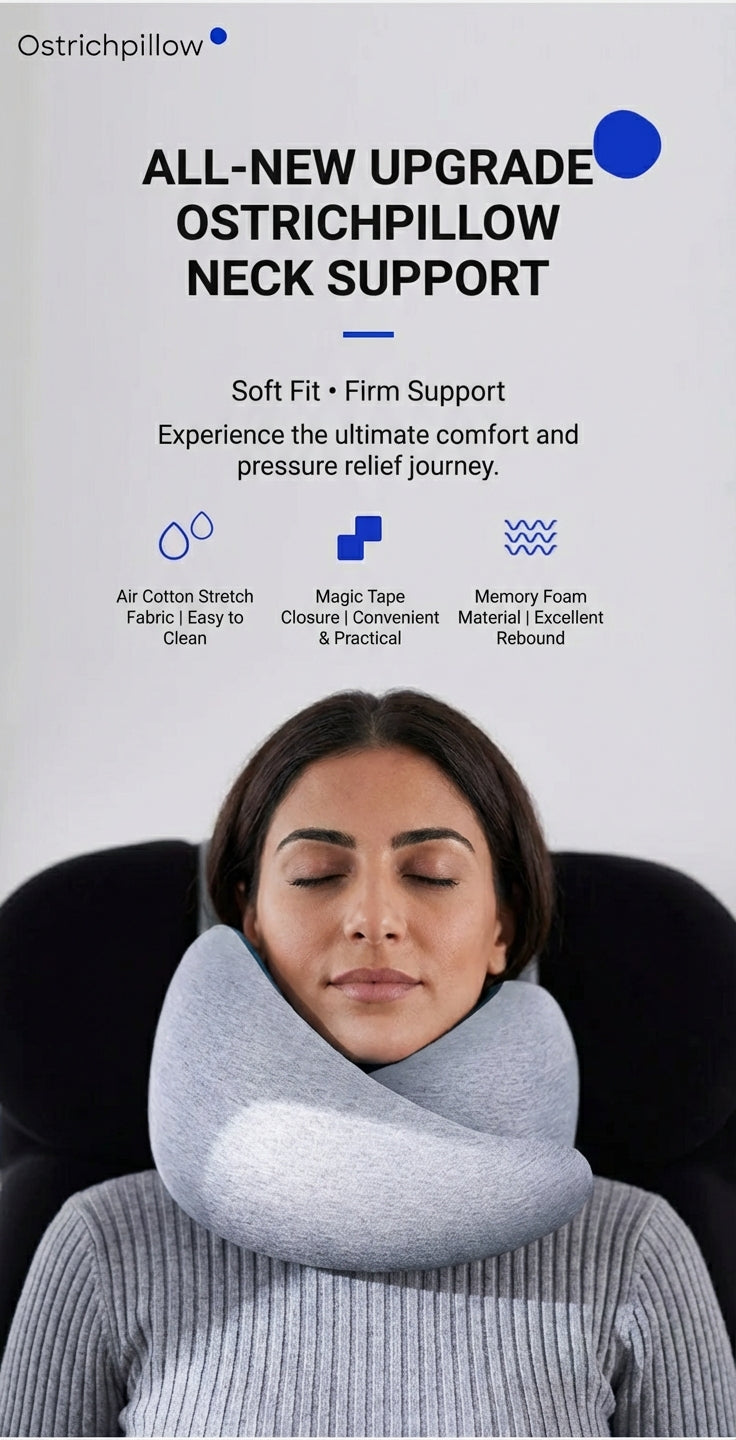 Ostrichpillow Go Ergonomic Memory Foam Travel Neck Pillow
