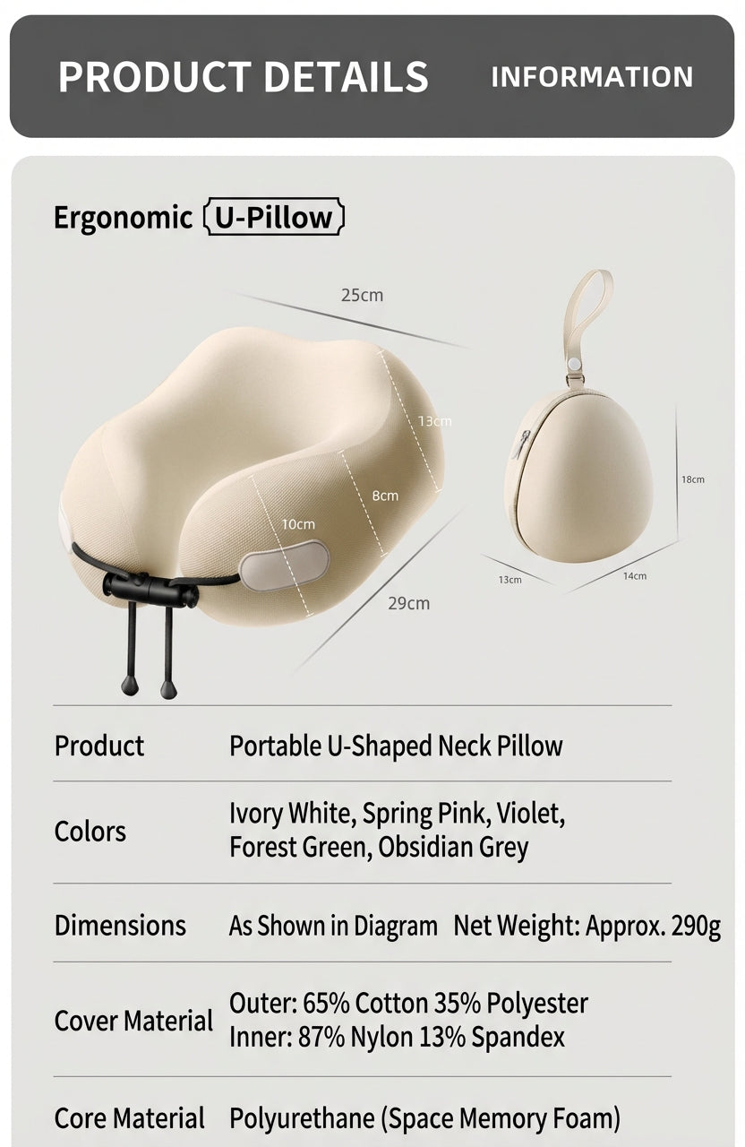 JOURNEY+ CloudSoft™ V-Shape Memory Foam Travel Neck Pillow – Premium Portable U-Shaped Support for Flights & Long Journeys