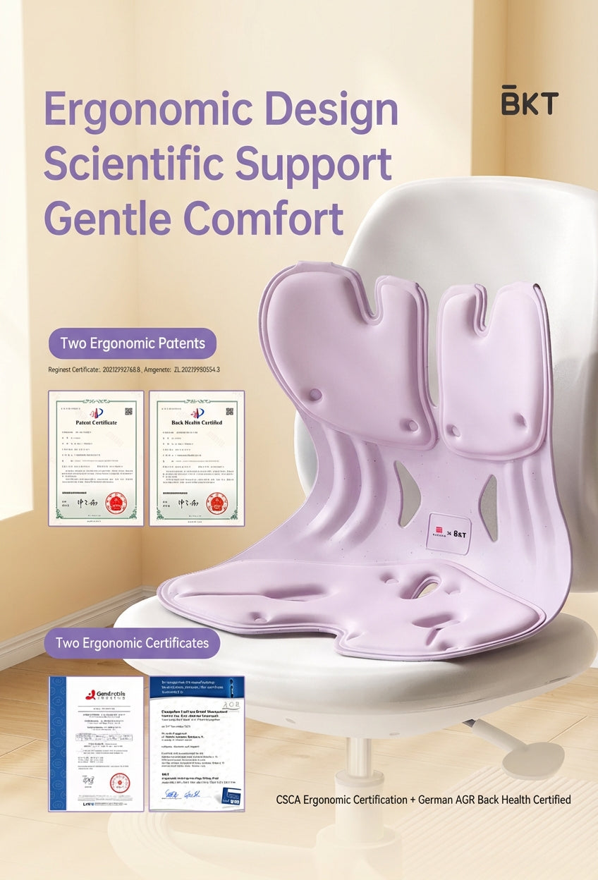BKT® Ergonomic Lumbar & Seat Support Cushion – Back & Hip Posture Corrector for Office & Home (Official Flagship)