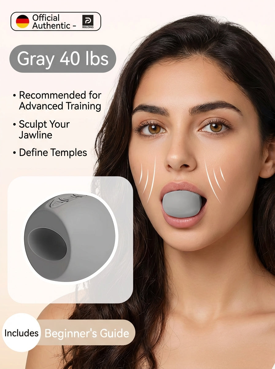 RXL® Facial Yoga Jawline Trainer – 3-Level Resistance Silicone Bite Ball (V-Shape Sculpting Tool)