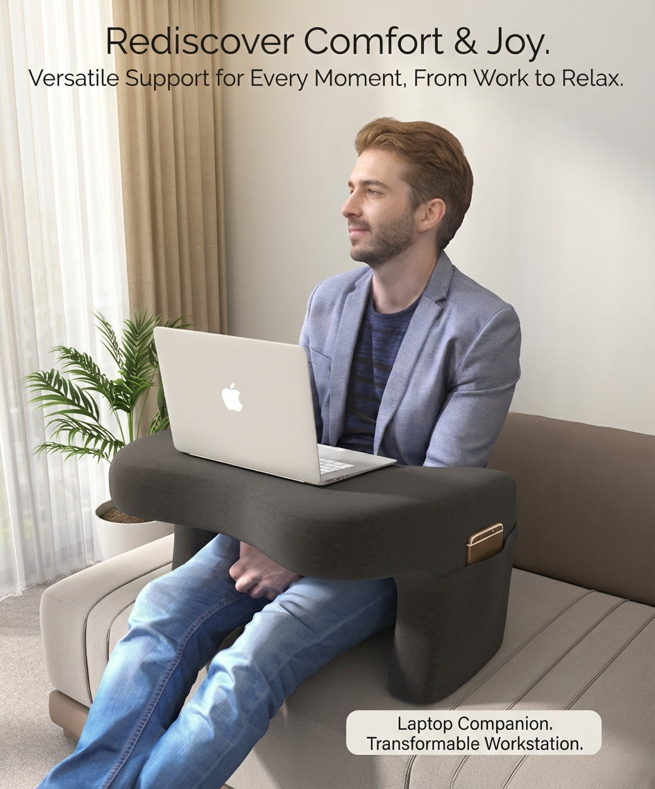 Multi-Functional Ergonomic Reading & Laptop Pillow – Memory Foam Bed Workstation