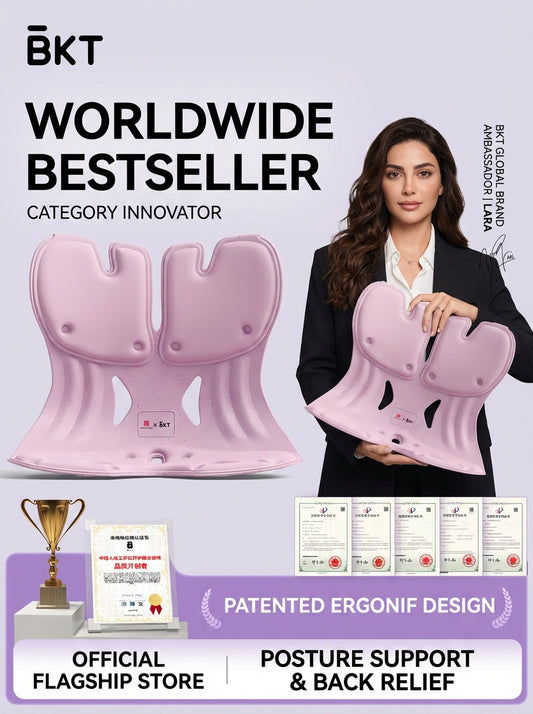 BKT® Ergonomic Lumbar & Seat Support Cushion – Back & Hip Posture Corrector for Office & Home (Official Flagship)