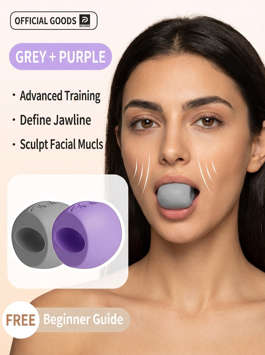 RXL® Facial Yoga Jawline Trainer – 3-Level Resistance Silicone Bite Ball (V-Shape Sculpting Tool)
