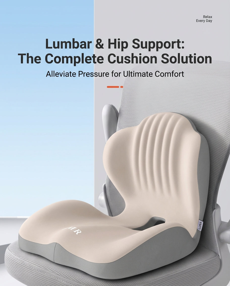 Ergonomic Posture Support Seat Cushion with Integrated Backrest
