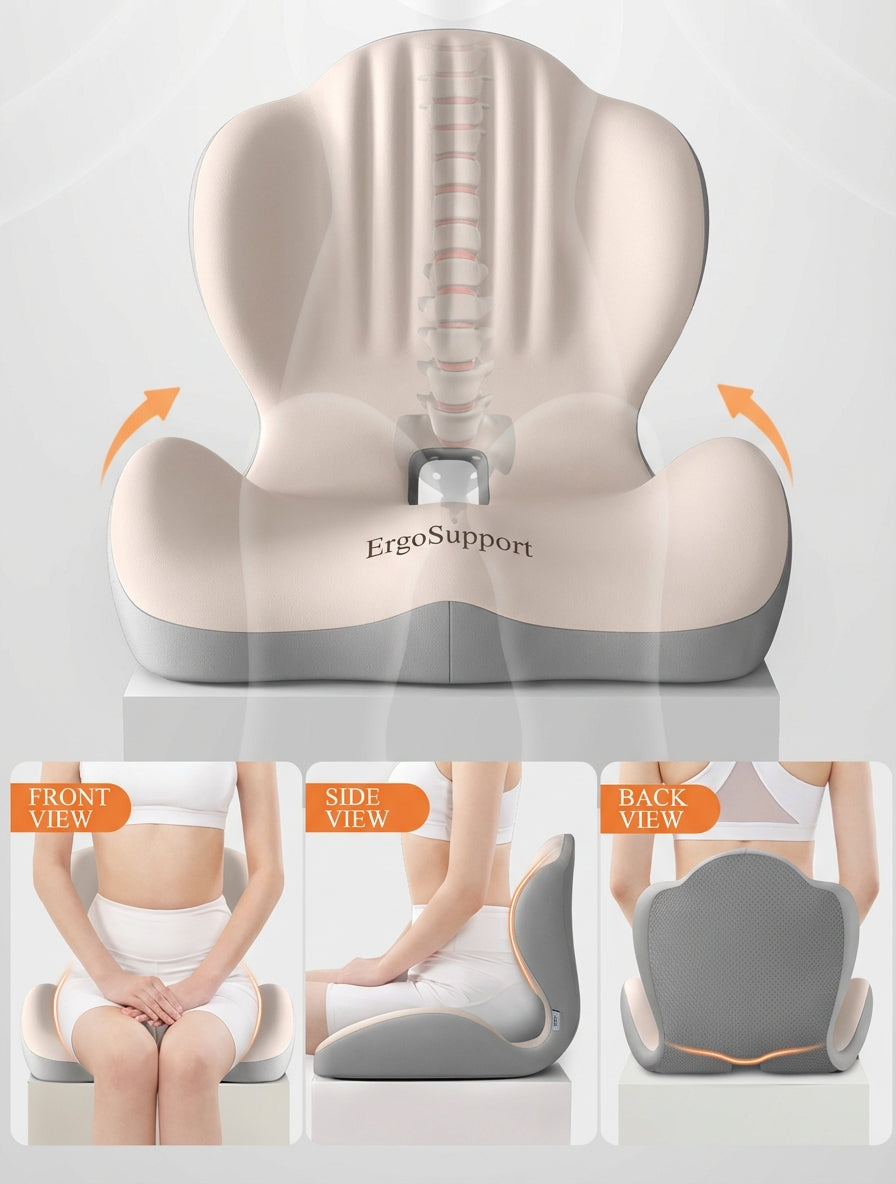 Ergonomic Posture Support Seat Cushion with Integrated Backrest